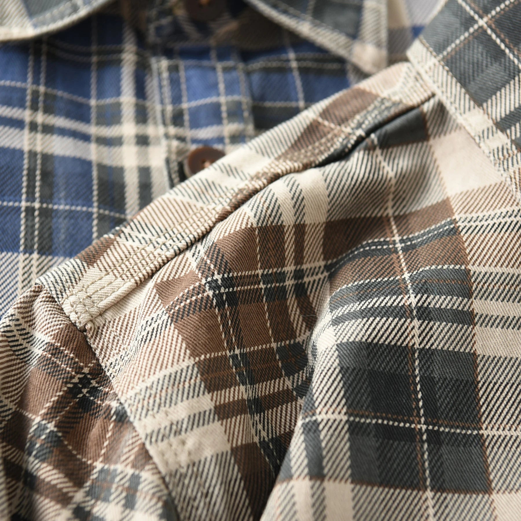 100% cotton vintage wash plaid shirt Men's spring and autumn casual long-sleeved shirt jacket