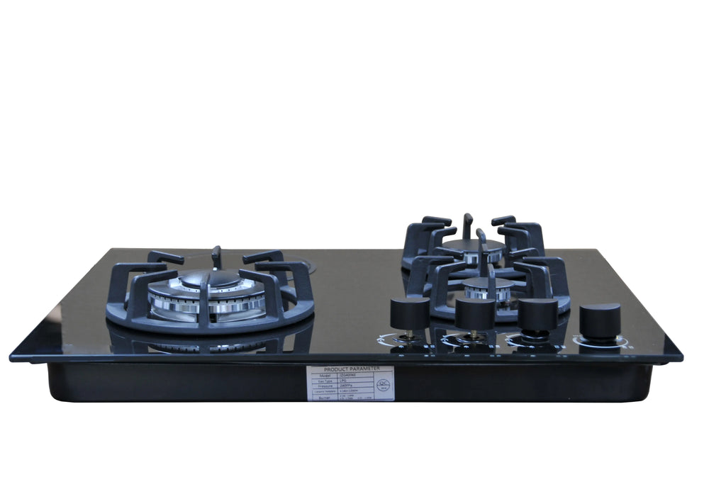 Modern Three-Cooker Electric Gas Cooktop Burners LPG Compatible Class B Energy Efficient Built-in