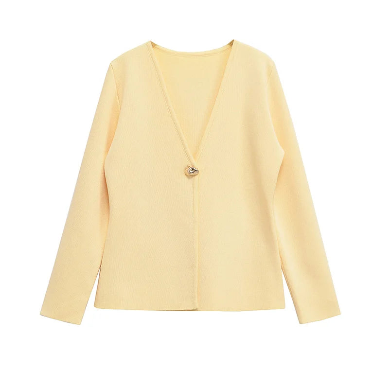 Casual Knitted Cardigans Women Elegant V-neck Loose Long Sleeve Sweaters 2025 Spring All-match Street Lady Outwear Lady Tops