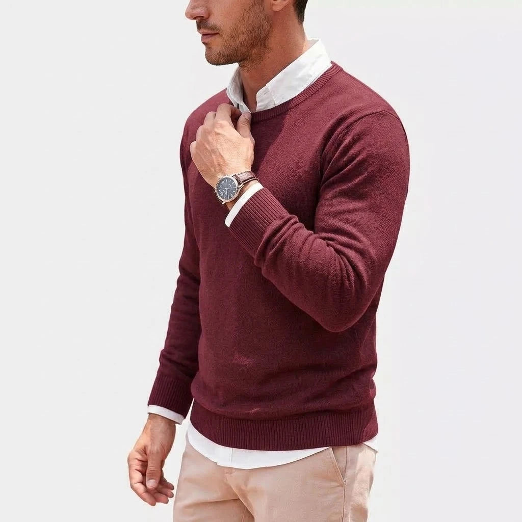 New Men's Casual Crewneck Knit Sweater Autumn Soft Jumper Elegant  Long Sleeve Business Pullover Winter Outwear Knitted Workwear