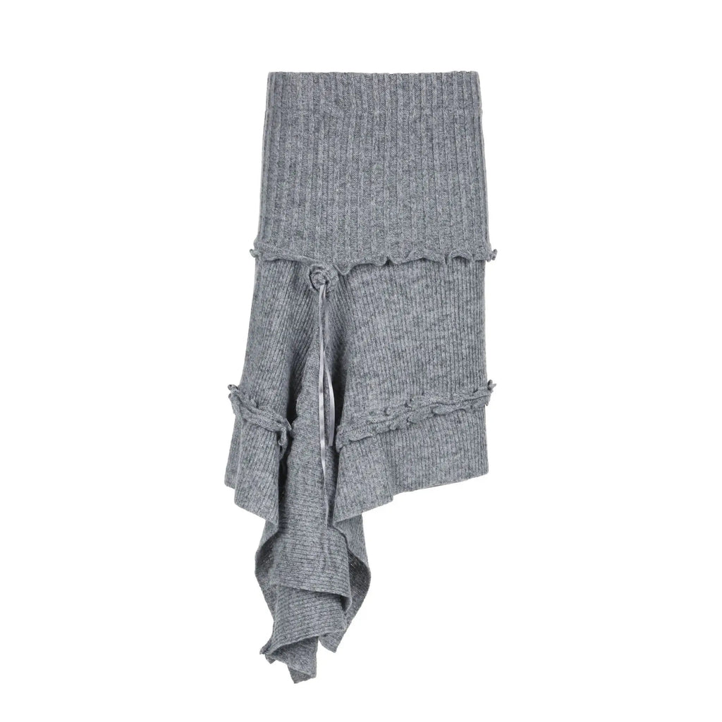 Three-color Floral Irregular Knitted Skirt for Women New Solid Color Wood Earrings Knitted Long Skirt Spring and Autumn