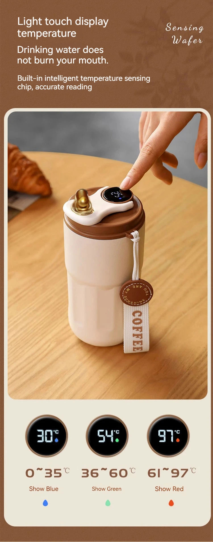 450ML LED Temperature Display Coffee Cup Keep Cold and Heat Thermal Mug Travel Vacuum Flask Stainless Steel Thermo Water Bottle