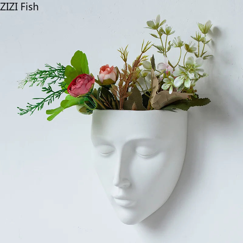 Silent Cheeks Ceramic Vase Creative Wall-mounted Plant Pots Table Decoration Flower Arrangement Floral Vase Room Aesthetic Decor