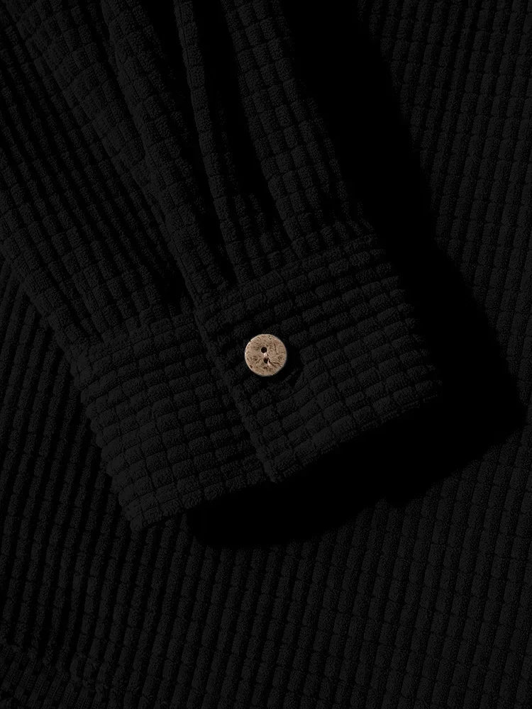 Spring Autumn Patchwork Thick Hooded Shirt Men Waffle Long sleeved Hoodie Fashion Casual Loose Sweatshirt Tops Oversized Shirts