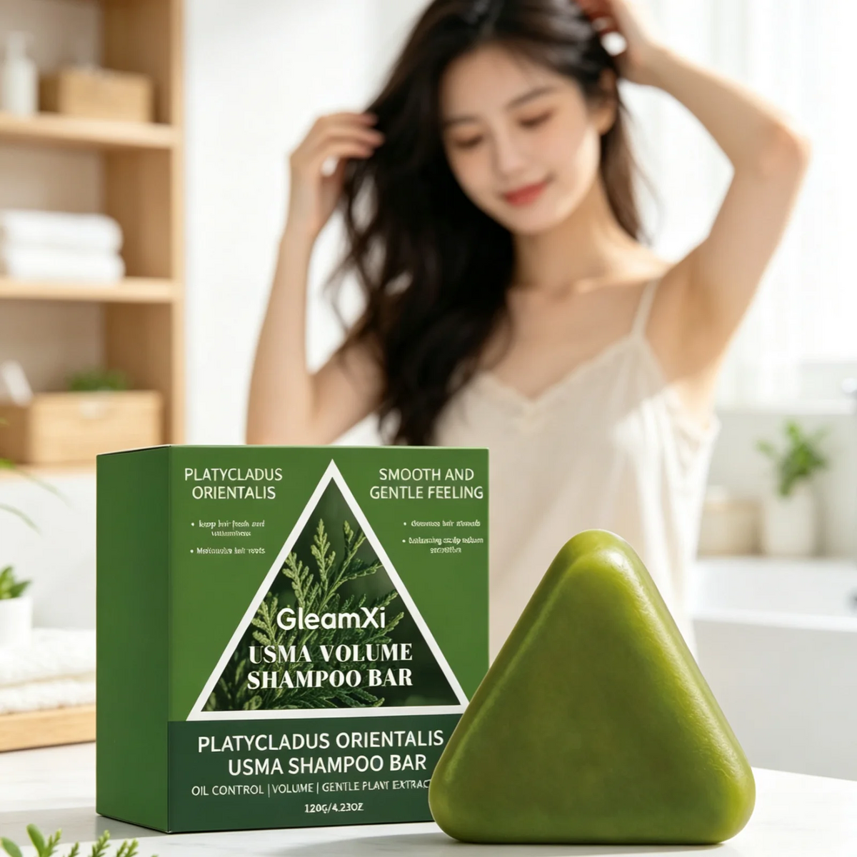 GleamXi Shampoo Bar Oil Control Deep Scalp Cleansing Protect Scalp Barrier Volumizing Hair Shiny Reduce Frizz Solid Shampoo 120g