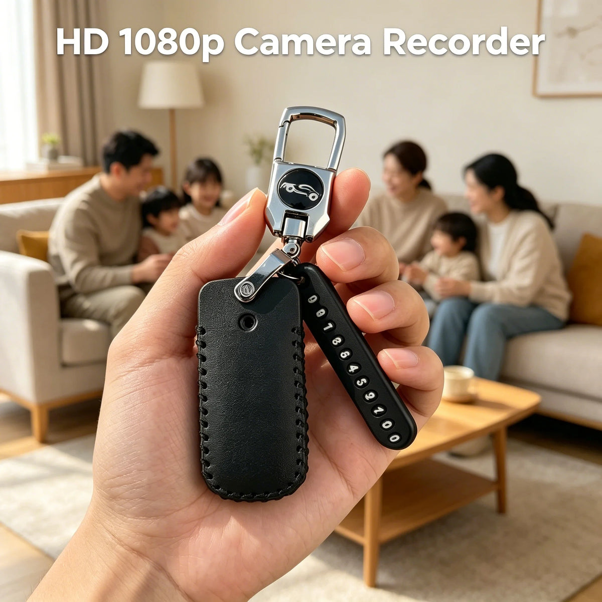 1080P Mini Thumb Cam with Keychain Leather Cover, HD Body Recorder, Long Standby, Memory Card Supported, Non-WiFi Design