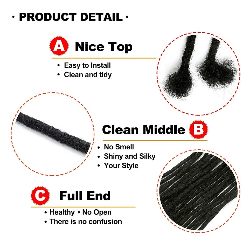 Dreadlocks Brazilian Human Hair Strand Crochet Braid Hair Loc Extension 0.6 0.8 CM Kinky Braiding Bundles Microlocks Wholesale
