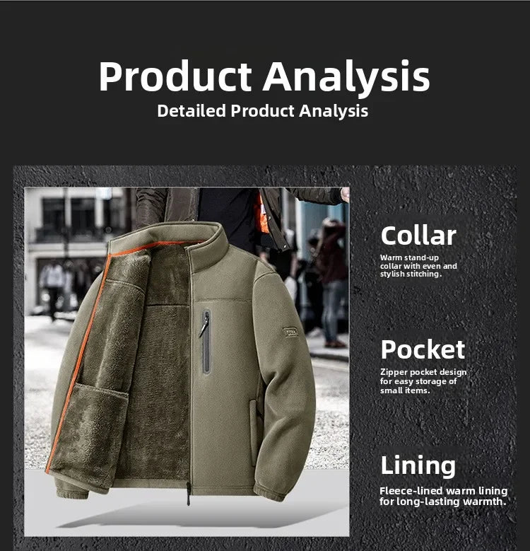 Winter Jacket Men's Fleece Jacket Winter Thickened Zip Up Coat Outdoor Thermal Warm Fleecewear For Sports Men's Winter Jacket