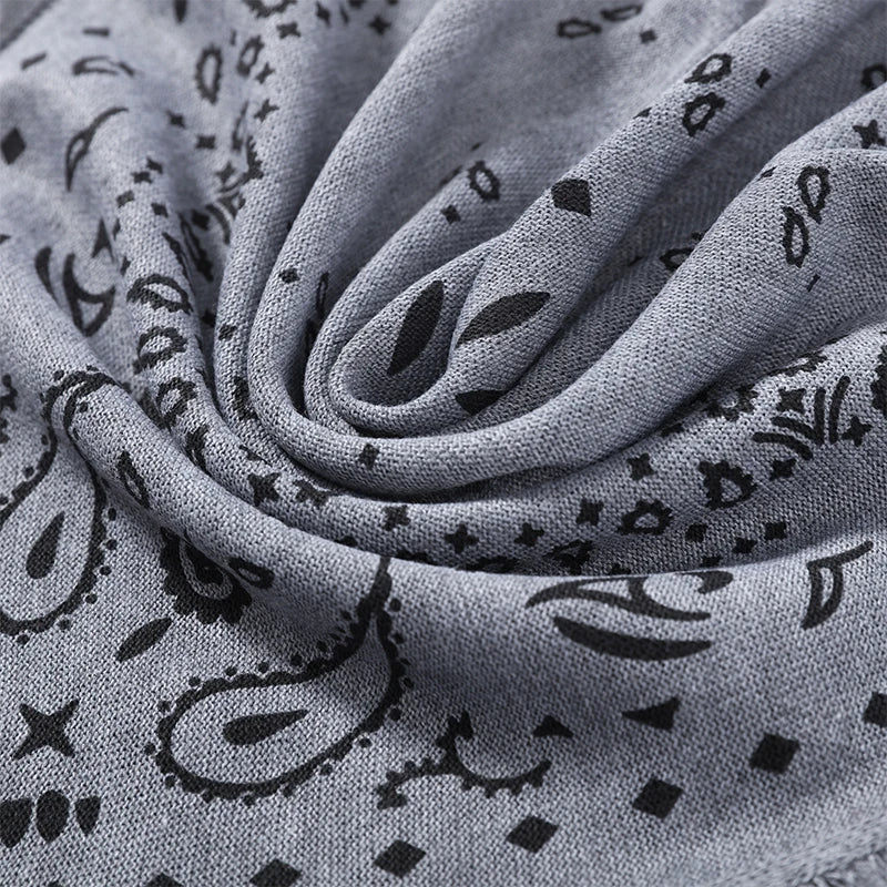 Vintage Solid Paisley Bandana Scarf for Women Square Neck Head Scarf with Fringes All-match Edge Retro Headband Hair Wrap 2026