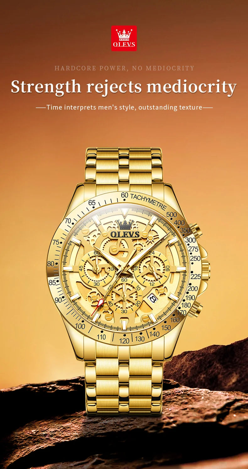 OLEVS 9913 Mens Watch Quartz Watch Classic Multifunctional Business Watch For Men 30m Waterproof Luminous Box Gift