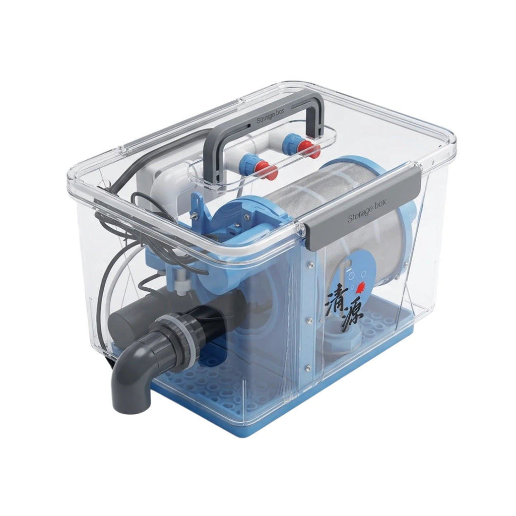 W5-fully automatic backwash filter fish pond fish tank rotary drum microfiltration machine 200 mesh filter screen gray 5000l/h