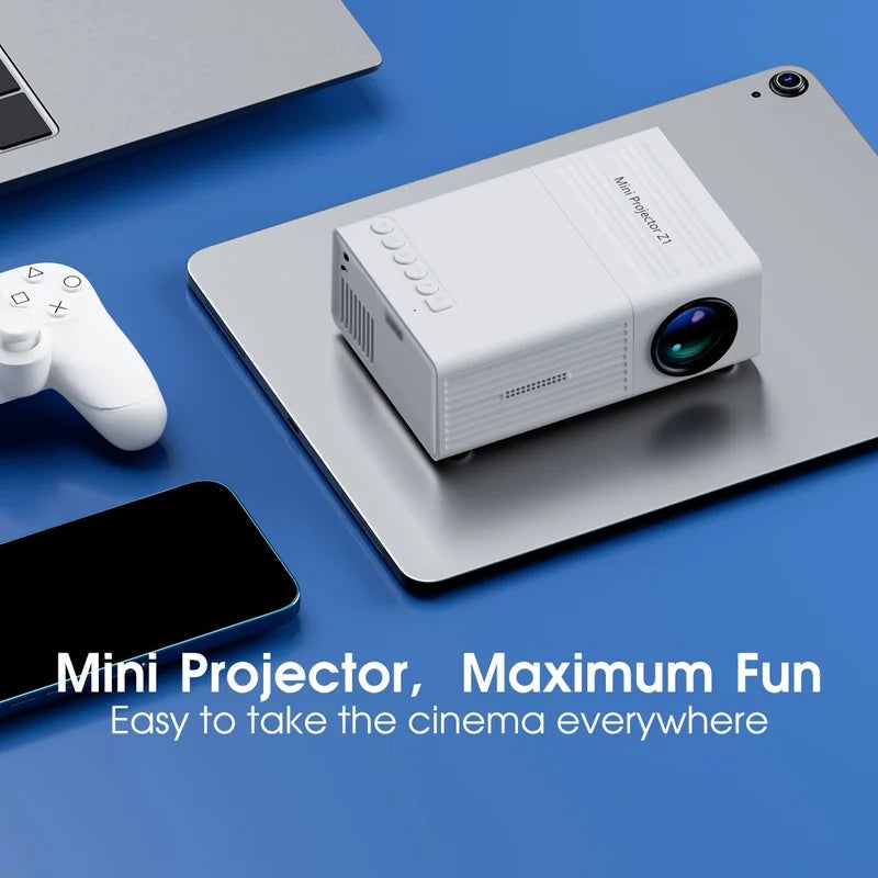 Portable Projector, Supports 1080P, USB Connection, Remote Control - Compatible With Smartphones, Tablets, Laptops, TV Sticks