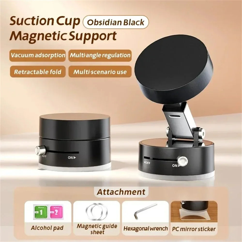 Portable Adjustable Magnetic Phone Holder Vacuum Bracket with Double-Sided Suction Cup for All Smartphones Lazy Stand