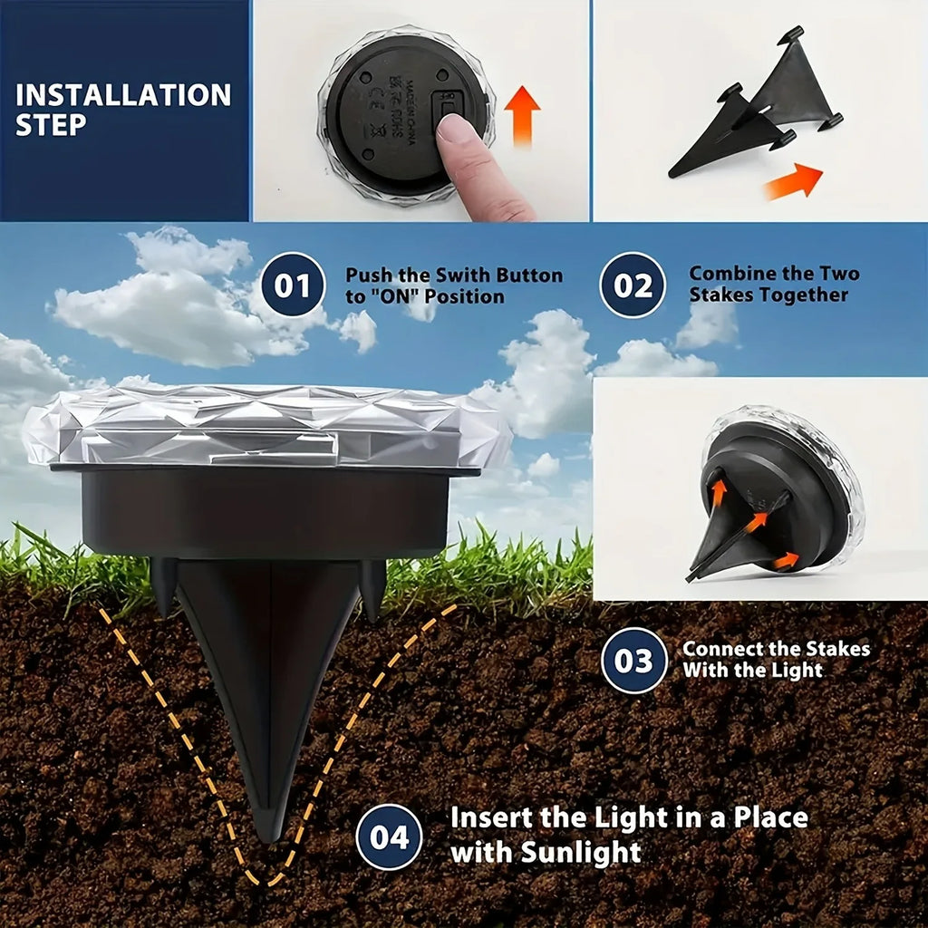 2/4pcs Solar Ground Lights 8LEDs Solar Lights Outdoor Bright LED Solar Disk Lights Outdoor Garden Pathway Driveway Lawn Lights
