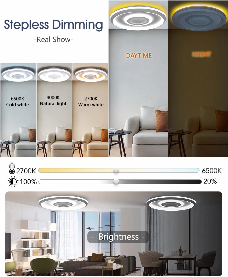 TUYA Music Ceiling Light With Speaker Remote Control APP Dimming Smart RGB LED Lamps Backlight Design Bedroom Living Room Decor