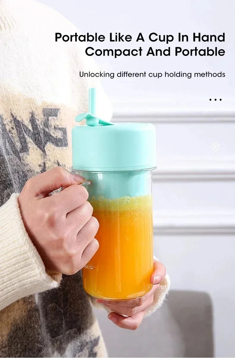 Portable USB Rechargeable Electric Juicer Cup 300ml with Straw for Smoothies and Shakes at Home Outdoor Office
