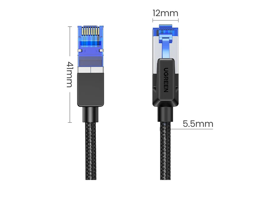 UGREEN Ethernet Cable CAT8 40Gbps 2000MHz CAT 8 Networking Nylon Braided Internet Lan Cord for Laptops PS 4 Router RJ45 Cable