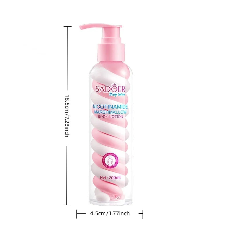 1 Bottle of 200ml Niacinamide Marshmallow Body Lotion, Suitable for All Light Beige Skin Tones, Deep Moisturizing Formula, Non-Greasy Moisturizing Cream with a Frankincense Scent, Ideal as a Holiday Gift, Suitable for Both Me