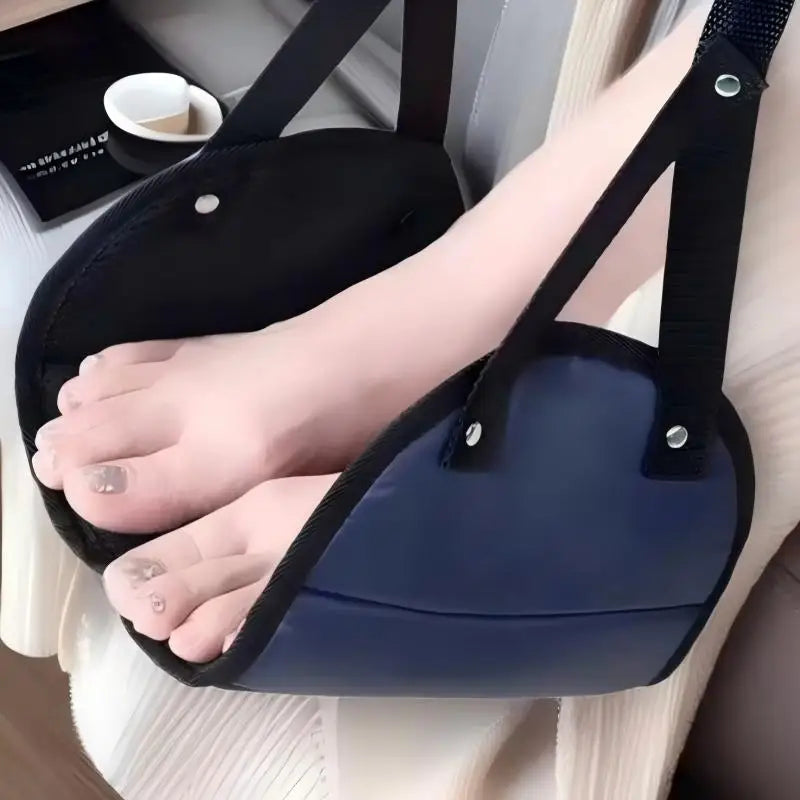 Homefish Portable Airplane Foot Hammock Adjustable Travel Flight Carry On Office Under Desk Foot Rest Black