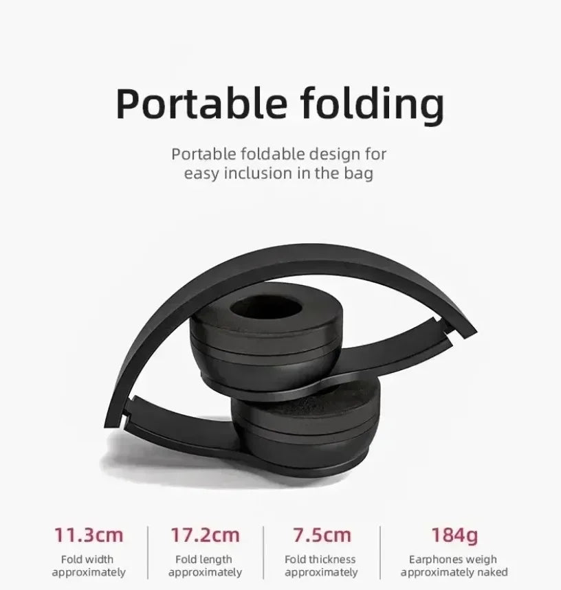 Wireless Headset Bluetooth 5.0 Foldable Sport Over Ear Headphones Stereo Bass Earphone for Running Gaming Phone Tablet
