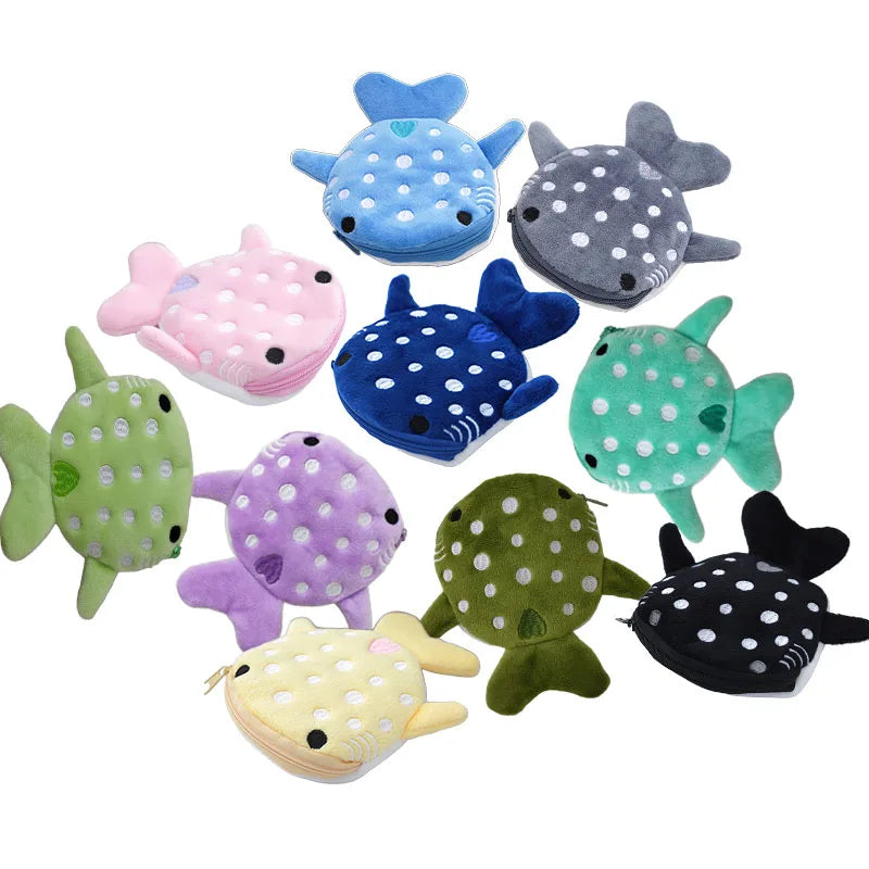Cartoon Cute Whale Shark Coin Purse Kawaii Wallet Portable Plush Coin Bag Key Earphone Coin Organizer Pouch Zipper Bag