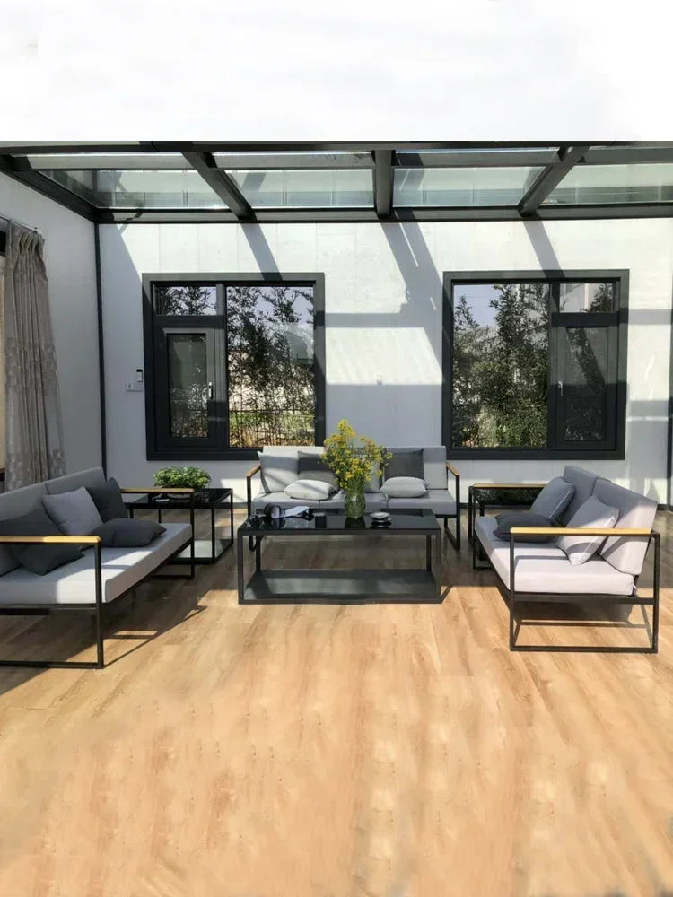 Outdoor leisure iron sofa, courtyard garden villa, hotel, waterproof and sunscreen aluminum alloy sofa