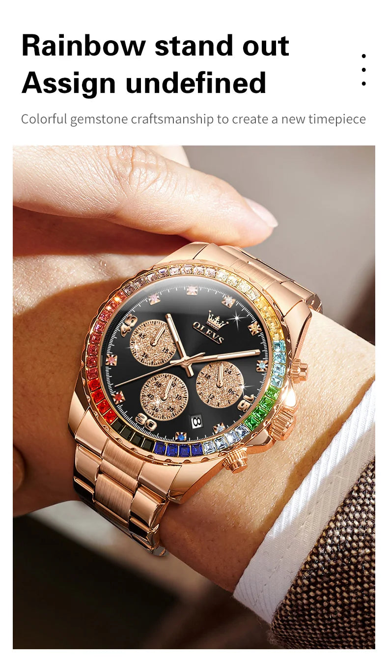 OLEVS 2939 Watches For Man Original Brand Multifunctional Quartz Watch Waterproof Luminous Stainless Steel Men Watches Reloj