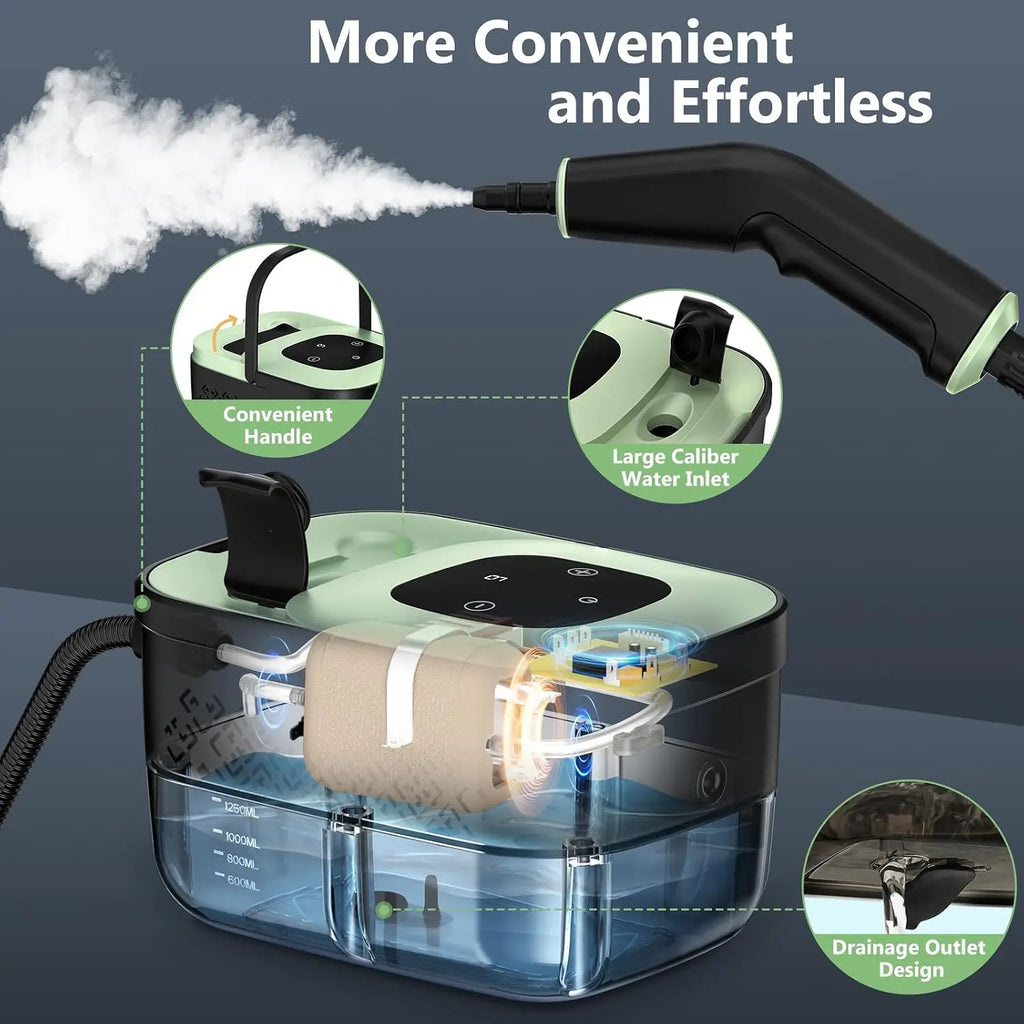 Steam Cleaner, Portable Steamer for Cleaning with 16pcs Accessories, 6-Level Adjustable and 15s Heat-Up, Handheld Steam