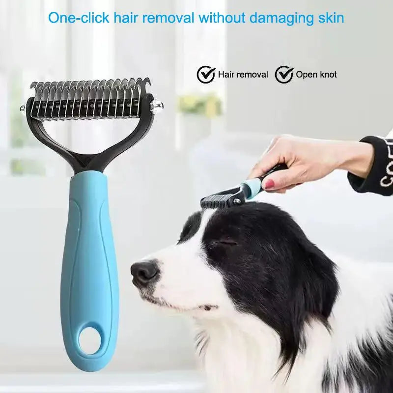 Two sided Pet Deshedding Brush Professional Hair Remover Comb for Dog Cat Grooming Use