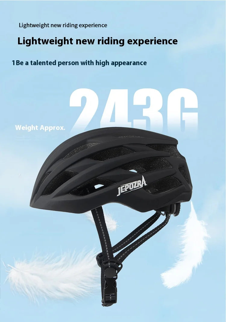 JEPOZRA Cycling Helmet Man Women LED Light Helmet Road Mountain Bike Helmet Bicycle Helmet Rechargeable Brim Design Helmet
