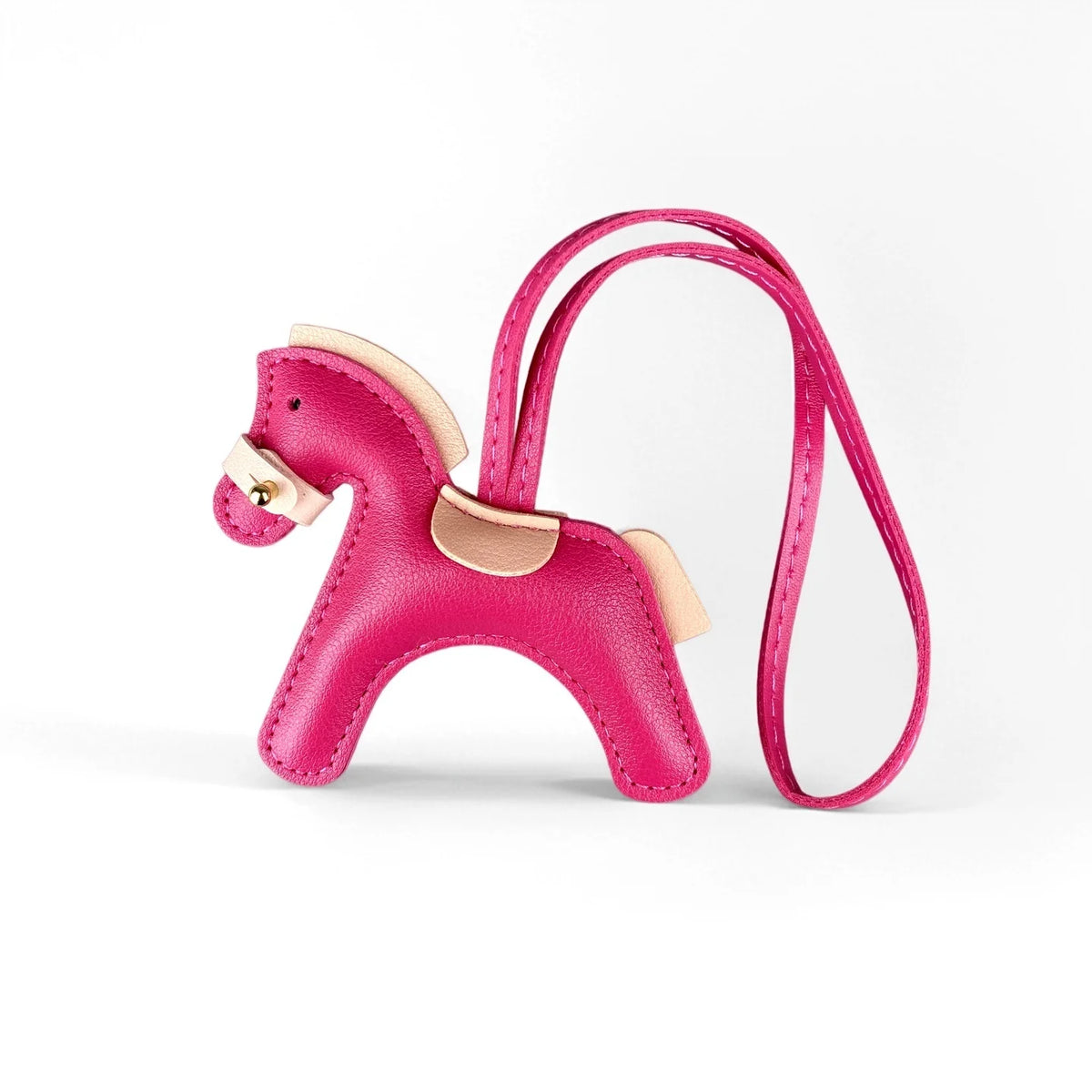 Handmade PU Leather Pony Bag Charm Keychain-Adorable Horse with Detachable Muzzle, Cute Decoration for Backpack, Unique Gift