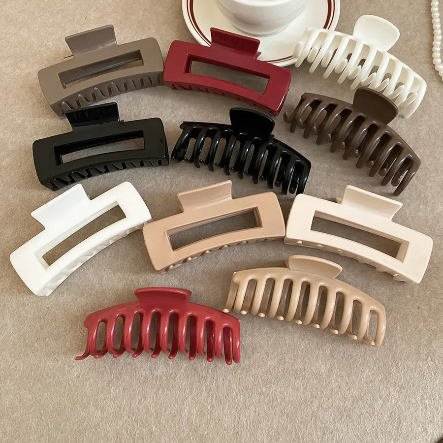 Square Soft Rubber Hair Claws Women Large Solid Silicone Shark Clip Grab Clip Anti Fall Non Fragile Clip Headband Hair Clip M