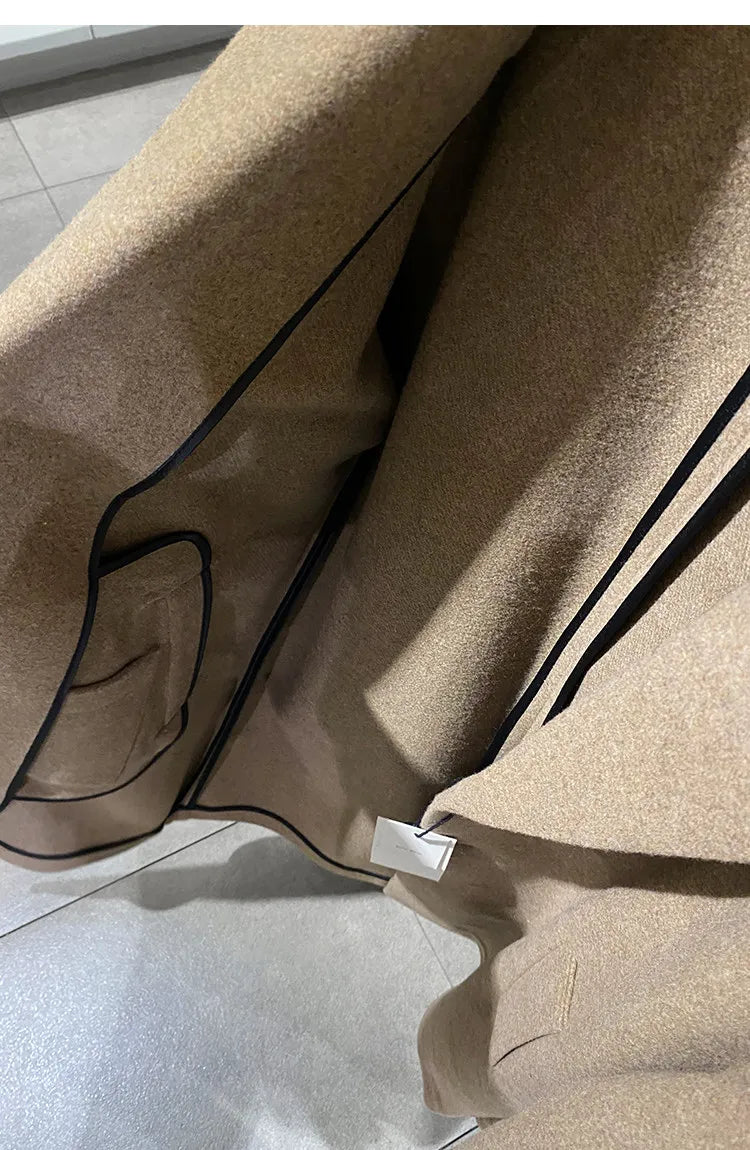 MAMELICCE Original design Mid-length woolen coat Wool-blend coat Classic business casual Autumn and winter trench coats Men coat