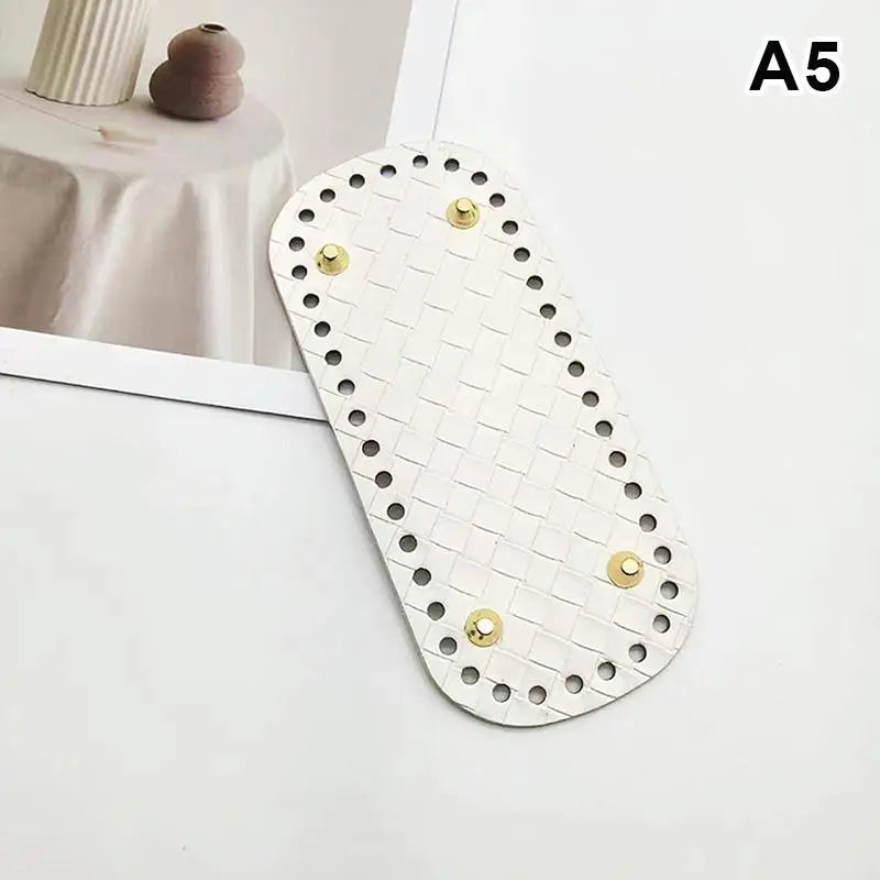 Handmade Leather Bag Bottom 18x8cm Woven Pattern DIY Accessories for Knitting Crochet Purse Making