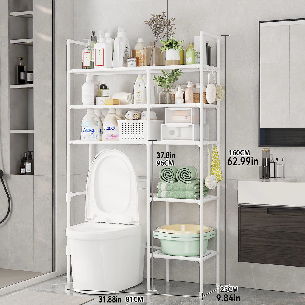 2/3 Tier Bathroom Storage Cabinet - Space-Saving, Over-The-Toilet Storage Shelf, Easy to Assemble, Suitable for Bathroom Essentials with Rust-Proof Metal Frame and Plastic Dividers, Ideal for Storing Toiletries, Towels, and D
