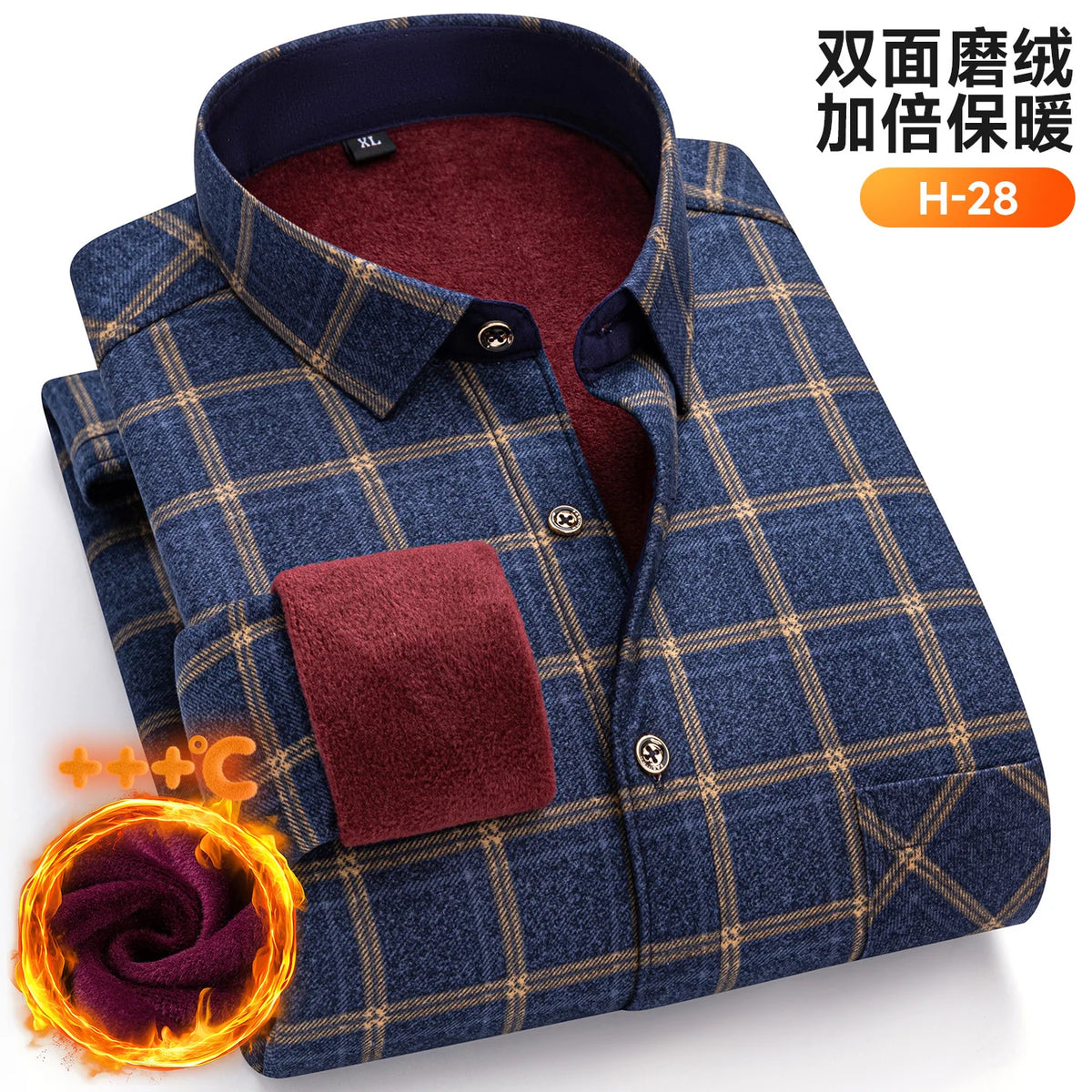 Plus Size 8XL 7XL 6XL Men's Thickene Shirt Long Sleeve Fleece Warm Winter Autumn Casual Soft Print Daily Thermal Male Clothing