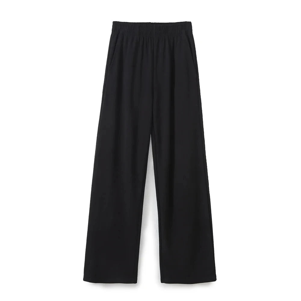 HH Women Vintage Solid Shirts Pant Sets O Neck Short Sleeve Shirts Top + Elastic Waist Loose Trousers Spring Commuting Suit
