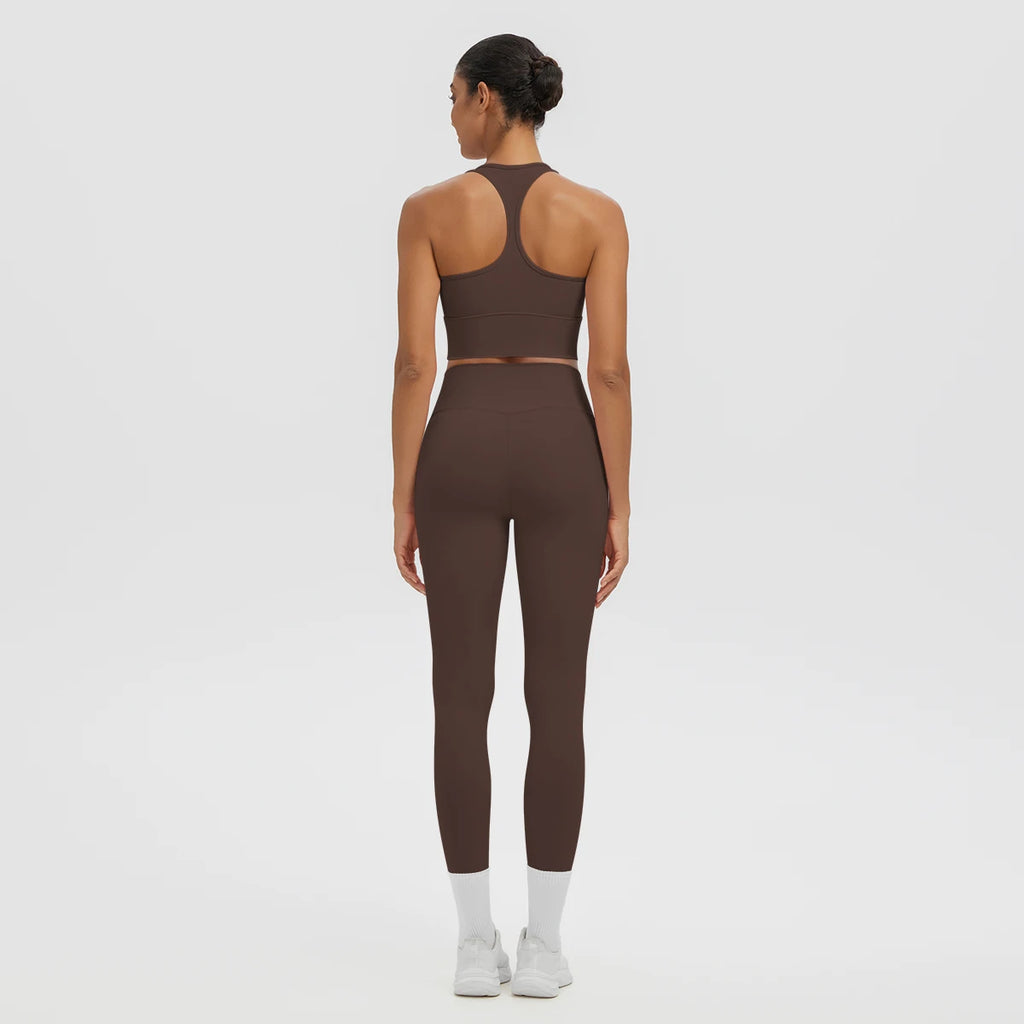 2PCS/set Gym Sports Yoga Suit for Women's Solid Color High Stretch Quick Drying Legging Yoga Pants Gather I-shaped Vest Yoga Set