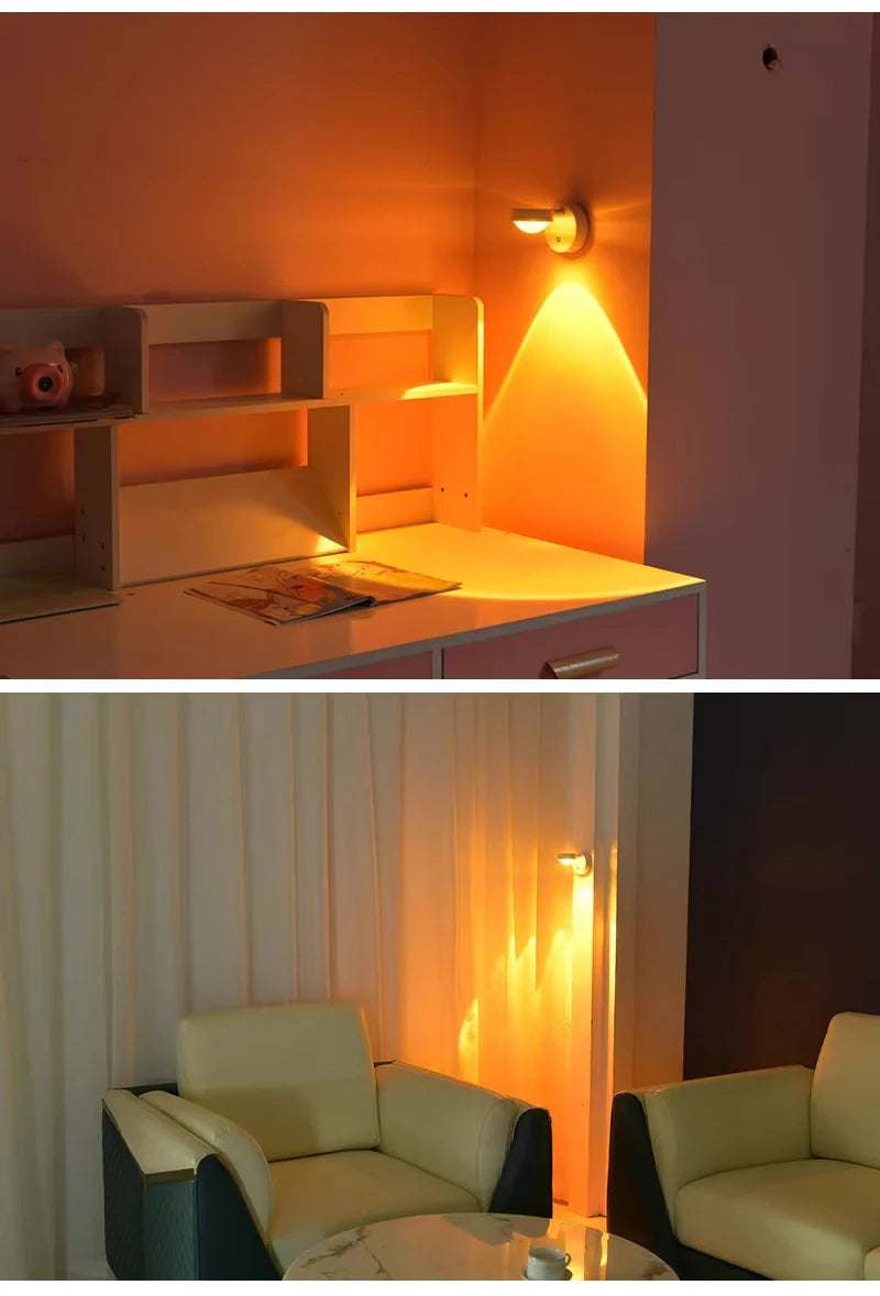 Wireless Sunset Lamp Night Light Projector Deoration Home Wall Lamp Kitchen Display Cabinet Cupboard Bedroom RV Reading Lamps
