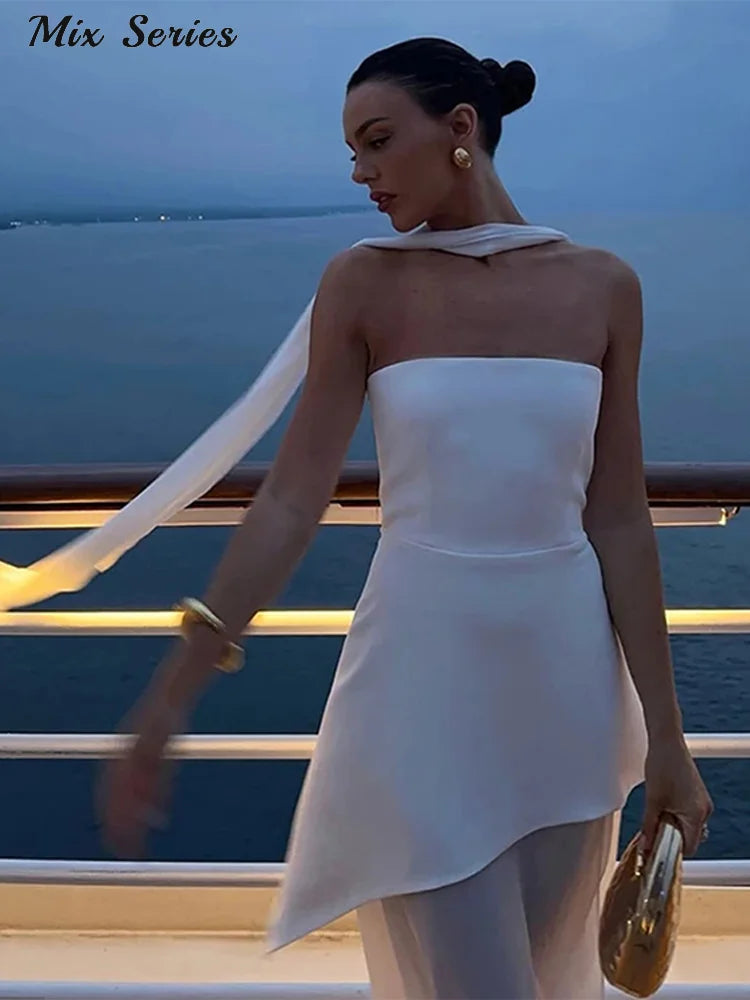 Elegant Halter Long Dress Women's Loose Sleeveless Off Shoulder Floor-length Dresses 2025 Spring Summer Lady Solid Stylish Robes