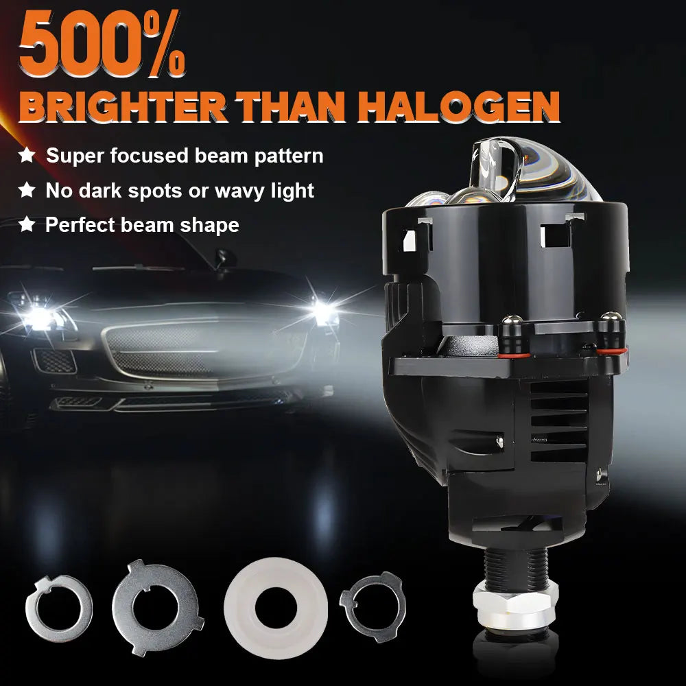 3 Inch 6000K Bi-LED Projector Lenses Dual Hyperboloid Lens For Hella 3R H4 H7 9005/9006 Car Headlight Upgrade Retrofit Kit Turbo