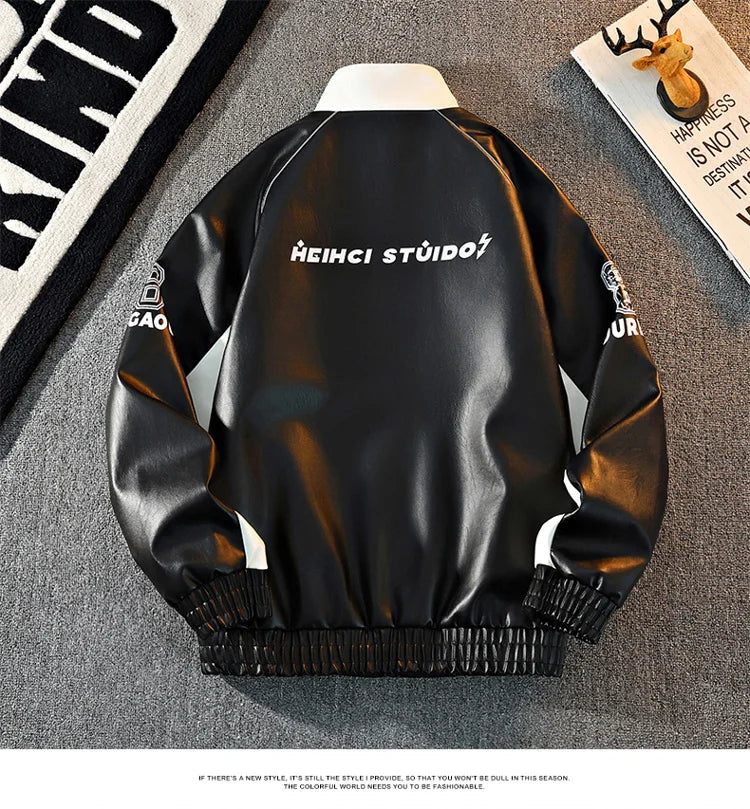 Men 2027  Fleece Warm Motorcycle Coats Biker PU Leather Jackes Mens Trends Stand Collar Slim Overcoat Thick Fur Leather Jackets
