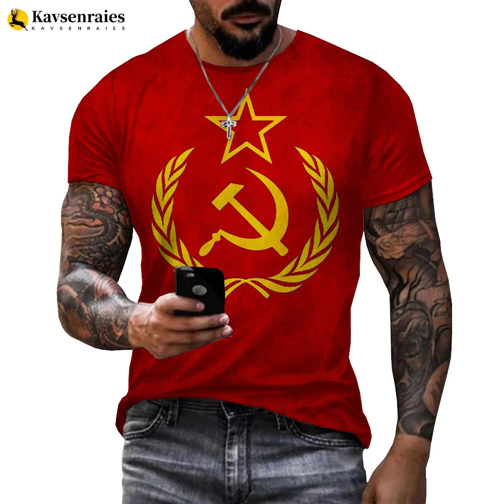 2022 Russia Flag 3D T-shirt Russia Bear CCCP Printed Harajuku Streetwear Oversized T Shirt Men Women Fashion Casual Cool Tops