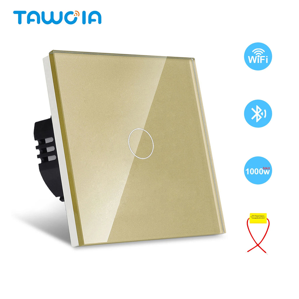 TAWOIA Wifi Touch Light Switches 1/2/3/4Gang Smart Wall Switch Tuya Smart Life Alexa Voice Control With Capacitor L/N1000W