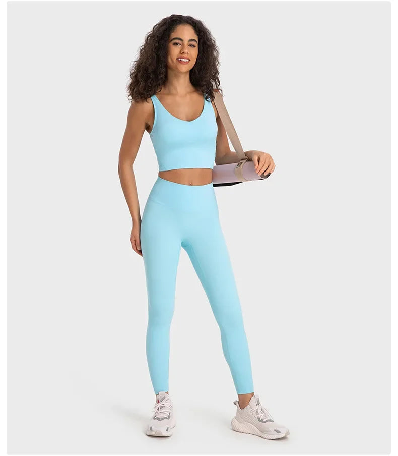 SHINBENE Women's V-neck Slimming Fitness Long-sleeve Padded Short-sleeve Sports Bra Yoga Bra Classic Athletic Tank Top