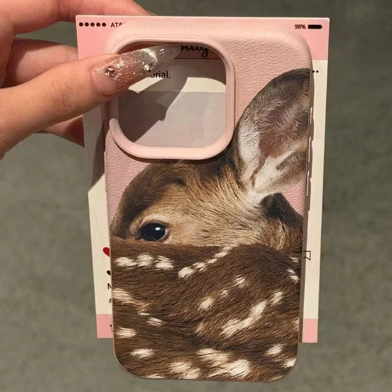 Close-Up Sika Deer Illustration Pattern TPU Case for iPhone 17 Pro Max 16 15 14 13 12 11 Plus Stylish TPU Soft Cover Funda Coque