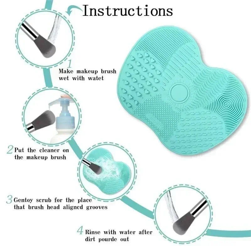 Colorful Brush Cleaner Scrubbe Board Cosmetic Makeup Brush Washing Silicone Gel Cleaning Mat Foundation Makeup Brush Cleaner Pad