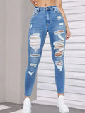 Spring Autumn Ripped Jeans Women 2026 Fashion Streetwear High Waist Y2k Denim Tears Pants Elegant