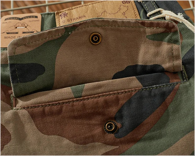 Summer New Camouflage Workwear Shorts Loose Men's Fashion Brand American Retro Casual Multi-Pocket Shorts Polyester Fiber