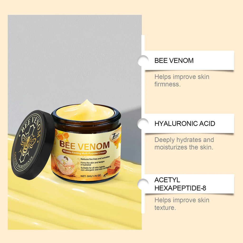 Bee Venom Firming Cream Anti-Wrinkle Lifting Face Moisturizer with Hyaluronic Acid Reduce Fine Lines Multipurpose Bee Venom Crea